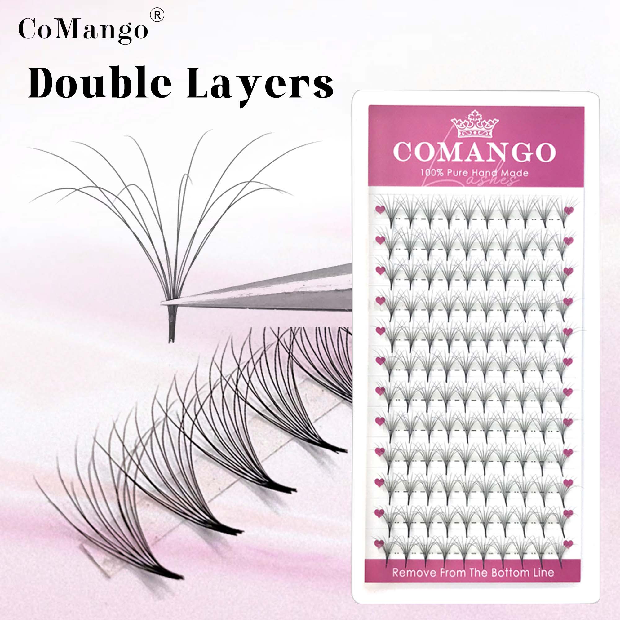 Eyelash Extension Double Volume - COMANGO симпатичные двухслойные пушистые готовые объемные